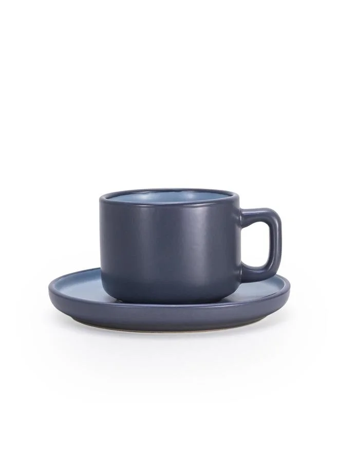 شالو طقم فناجين شاي وأطباق من الفخار من 8 قطع